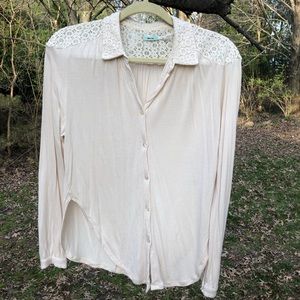 Button down top with lace detail